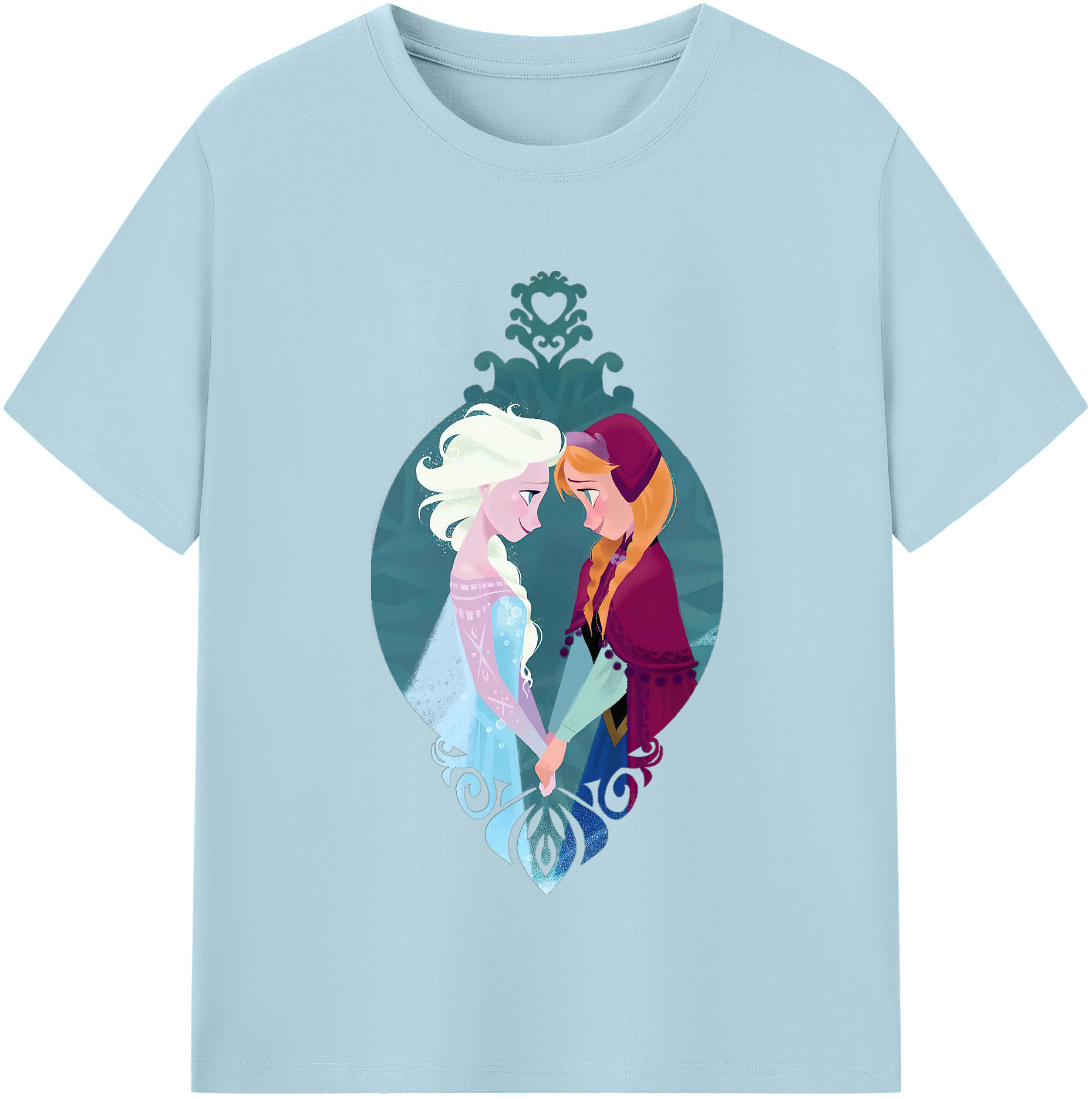 （画像用） アナと雪の女王 アンナ エルサ Frozen Anna Elsa 綿100％半袖Tシャツ（フロントプリント）